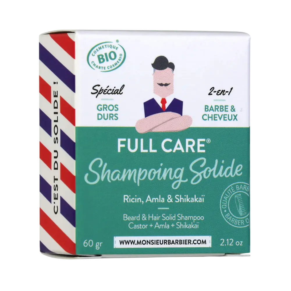 SHAMPOOING SOLIDE BIOLOGIQUE BARBE & CHEVEUX - FULL CARE